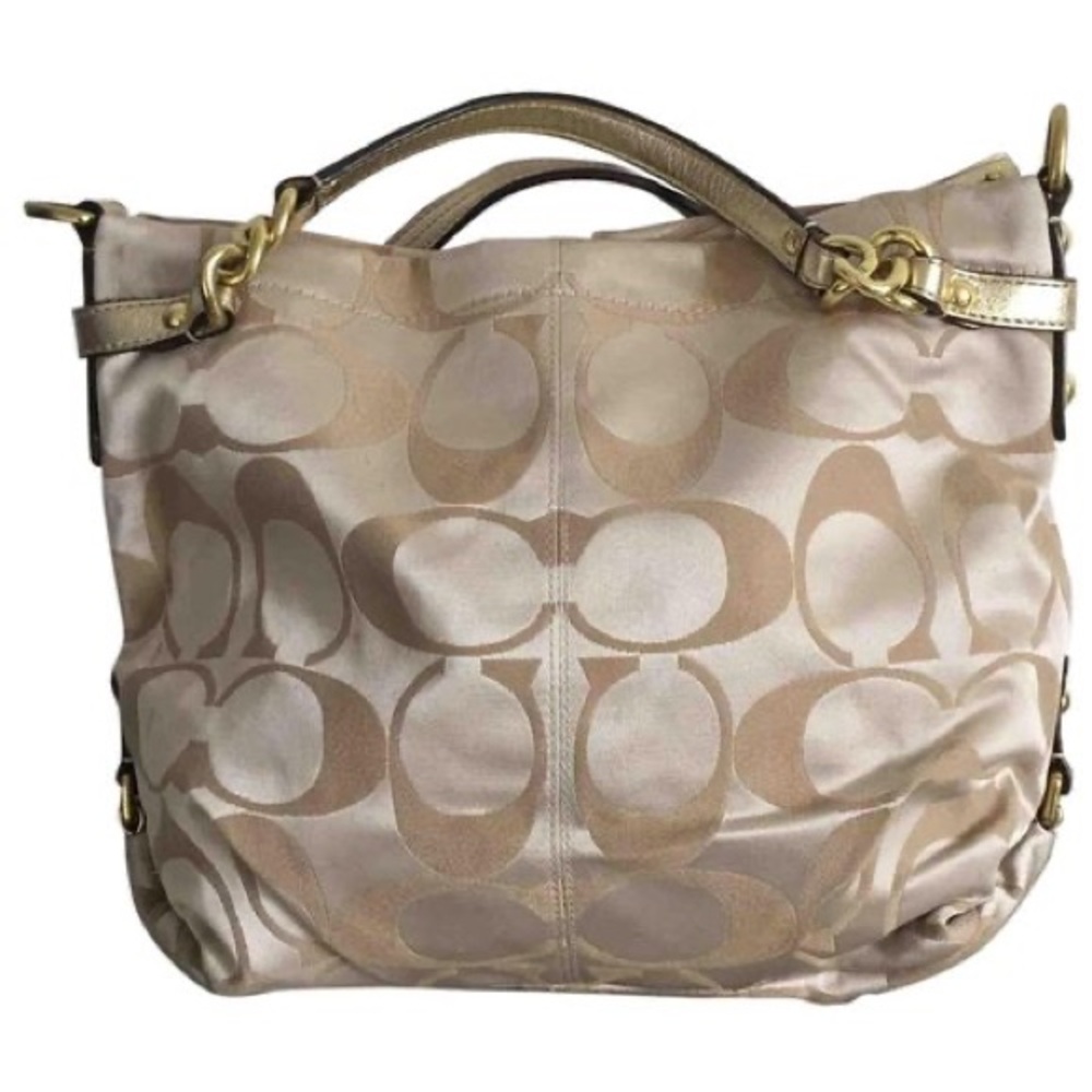 Coach Signature Brooke Khaki & Gold Hobo Handbag - New
